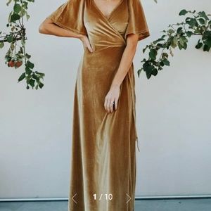 Baltic born gold velvet wrap dress